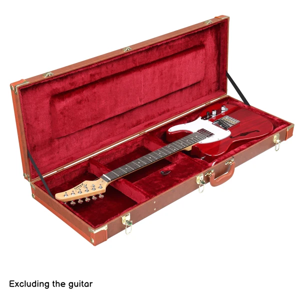 [Replace 82303602] Electric Guitar Square PU Hard Case Fits ST TL Burning fire 170 Style Electric Guitar Brown view 4