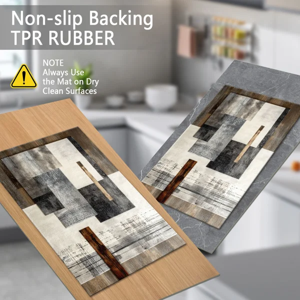 Three-piece kitchen rug set, non-slip and washable, abstract pattern kitchen hallway rug, soft and comfortable, suitable for sinks, floors, entrances, hallways and bathrooms. view 6