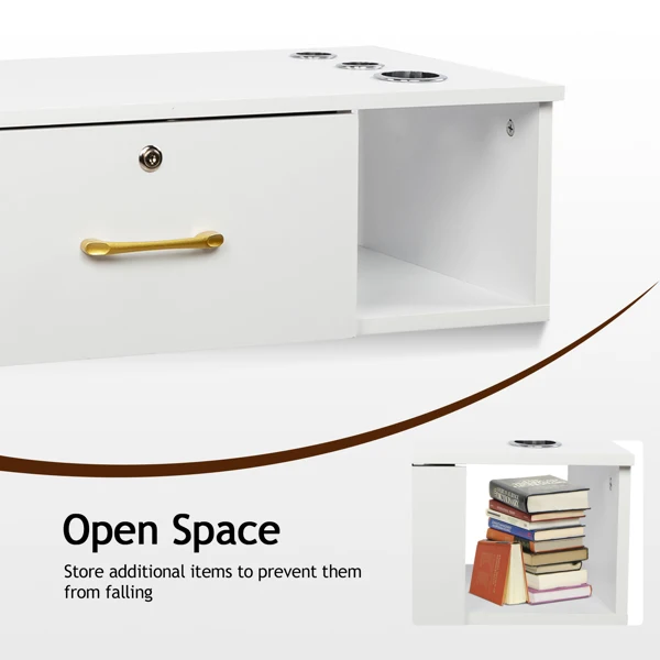 15mm E0 particleboard linen two draw three holes with lock salon cabinet white view 4