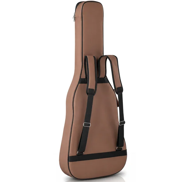 600D Extra-Thick Oxford Cloth Acoustic Guitar Bag with 10mm Sponge Padding — Brown (Fits 41/40-inch Guitars) view 3
