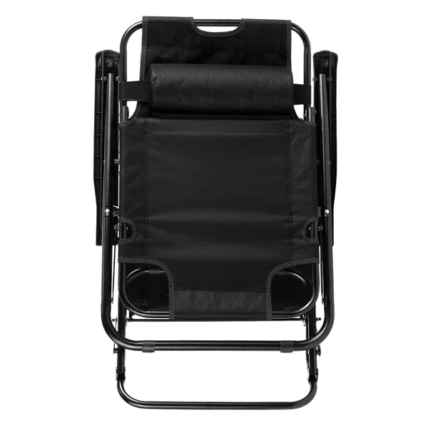 Portable Dual Purposes Extendable Folding Reclining Chair Black view 5