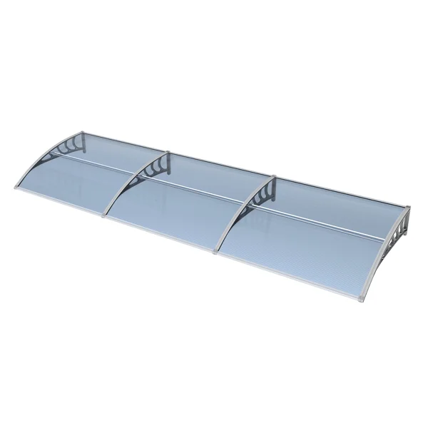Awning for Door Entrance Window, 38x120 Inch Window Canopy Exterior, UV Rain Snow Protection for House Porch Patio Deck, Gray Bracket & Gray Blue Board view 3