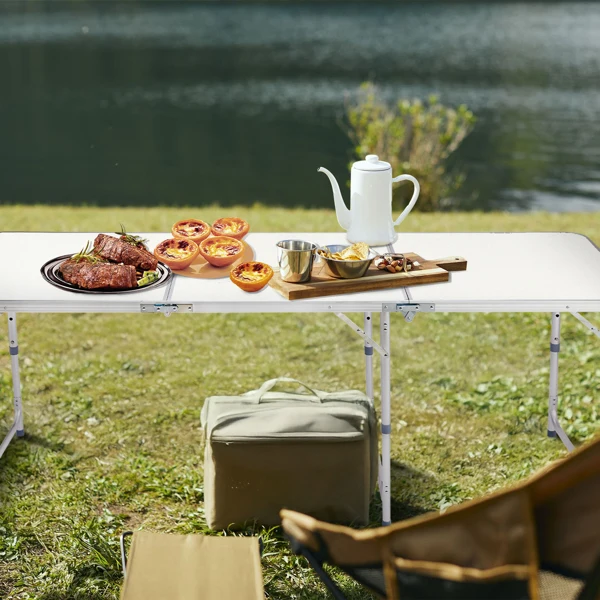 180 x 60 x 70cm Aluminum Alloy Folding Table White view 2