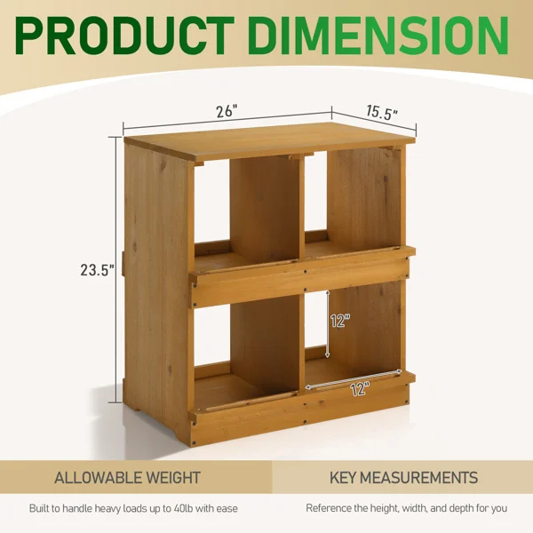 Nesting Boxes for Chickens, Wooden Chicken Nesting Box, Laying Eggs Nest Box for Chickens Hens Ducks, Yellow, 4 Compartments view 3