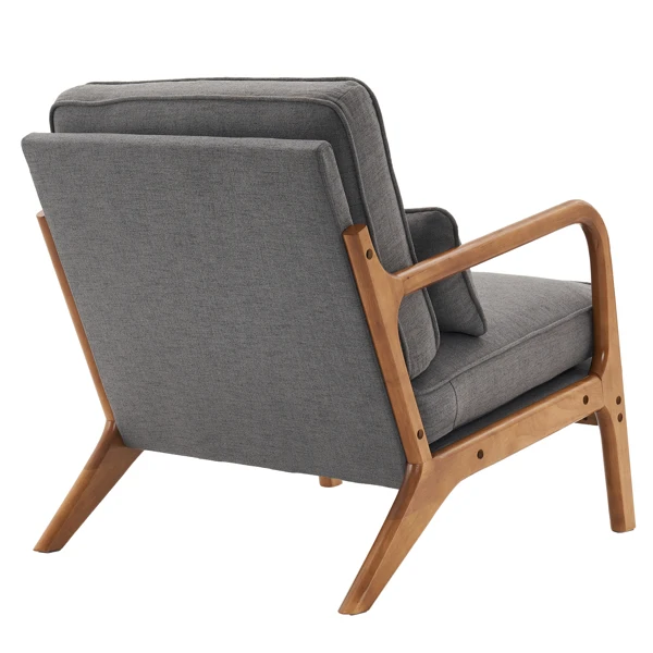 [Same Code:33734058]Oak Armrest Oak Upholstered Single Lounge Chair Indoor Lounge Chair Dark Grey view 5