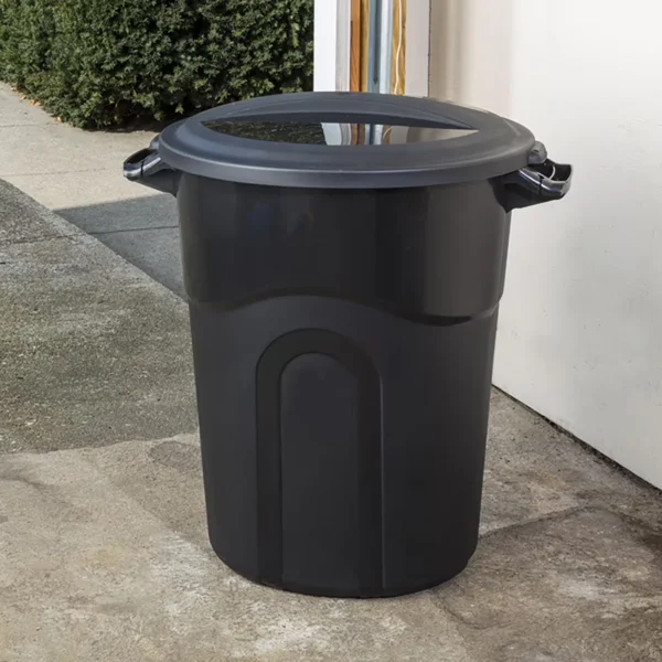 20 Gallon Heavy Duty Plastic Garbage Can, Included Lid, Black view 5