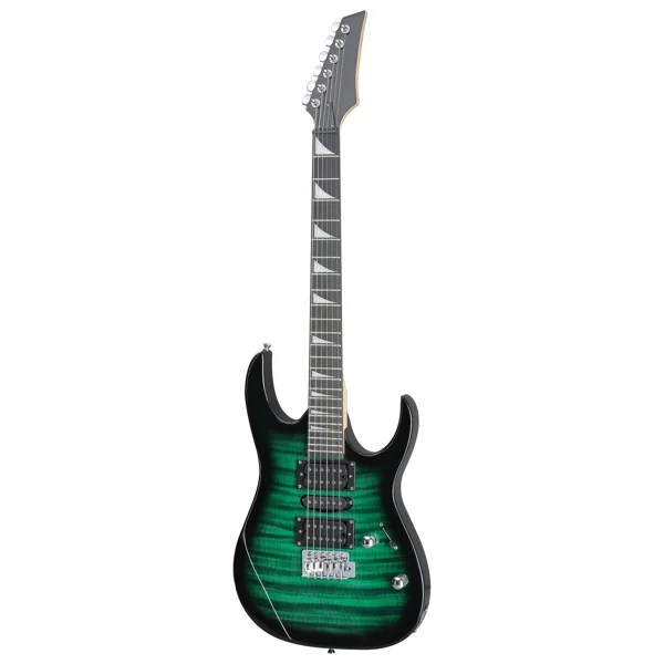 170 Model 39in Electric Guitar HSH Pickups Black complete starter kit suit for Hard Rock Tiger-striped Green view 4