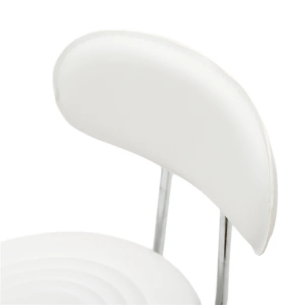 Round Shape Adjustable Salon Stool with Back and Line White view 2