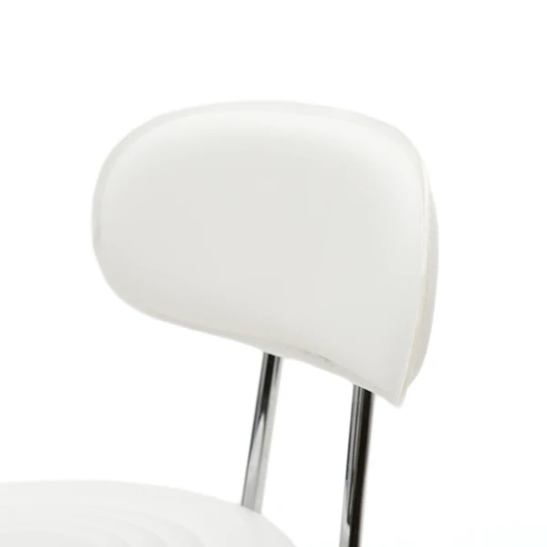 Round Shape Adjustable Salon Stool with Back and Line White view 3