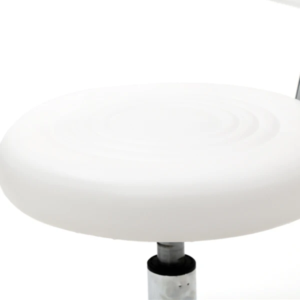 Round Shape Adjustable Salon Stool with Back and Line White view 4
