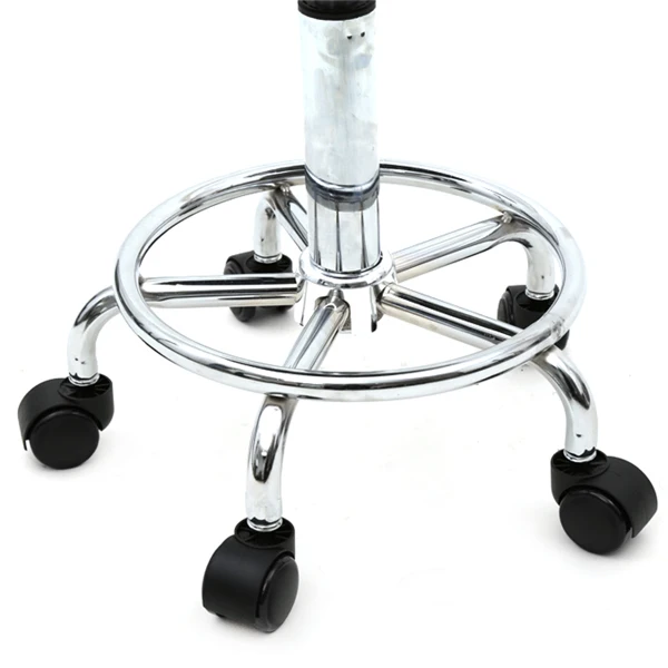 Round Shape Adjustable Salon Stool with Back and Line White view 5