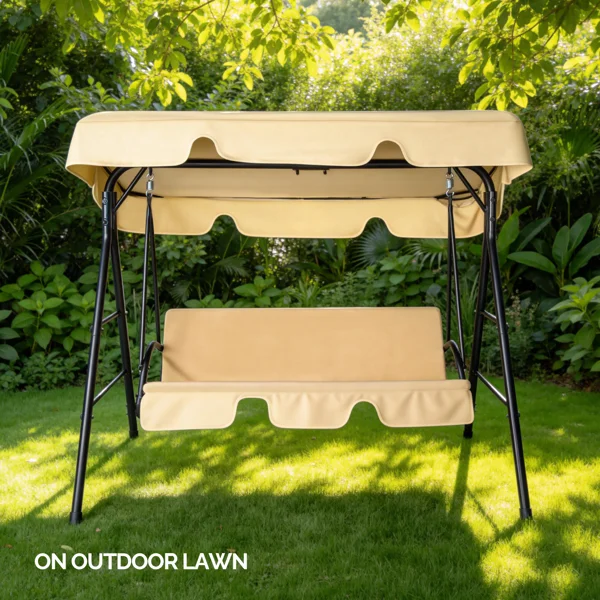 68*43*60 inch Khaki KD Model with Cushion Canopy Iron Oxford Fabric 250kg Iron Swing Set view 6