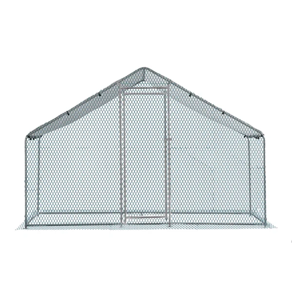 2*2*2m/6.5x6.5x6.5ft Silver Chicken Coop with Pointed Roof, 180g PE Rain Cloth, Metal Chicken and Rabbit Cage view 5