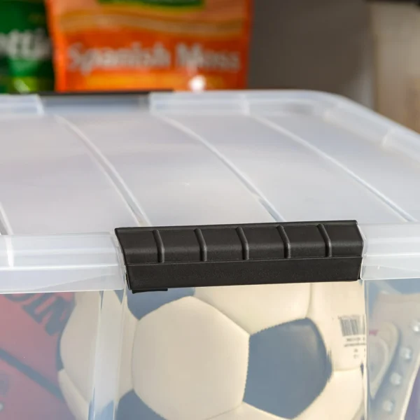 60 Qt. Plastic Storage Bins with Lids, Stackable Storage Containers, Totes, 4 Pack view 3