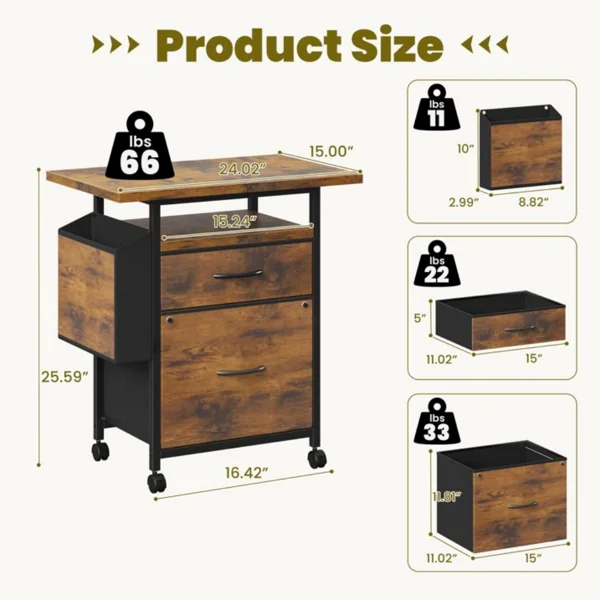File Cabinets, Storage Cabinets for Hanging Files Letter/Legal/F4/A4 Size, Rust view 3