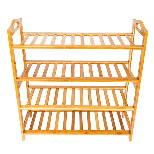 Concise 12-Batten 4 Tiers Bamboo Shoe Rack Wood Color view 3