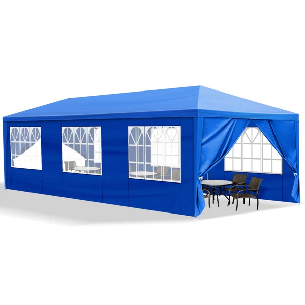 10'x30' Outdoor Party Tent with 8 Removable Sidewalls, Waterproof Canopy Patio Wedding Gazebo, Blue view 2
