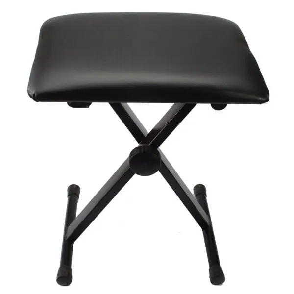 Dual-tube X-Shape Keyboard Stand + Adjustable Folding Piano Bench Stool Seat Black view 3