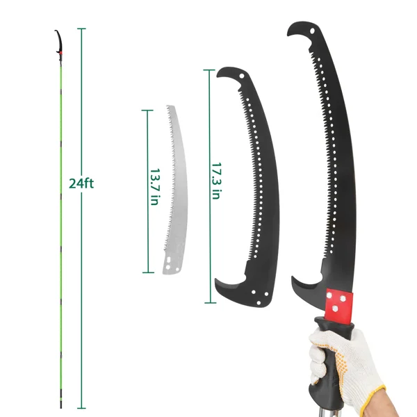 24ft Manual Pole Saw, Lightweight Tree Trimmers Long Handle Pruner Set, Sharp Steel Blade and Scissors Pole Saw for Trimming Palm, Pear Tree, Fir Tree, Other High Trees and Shrubs view 5