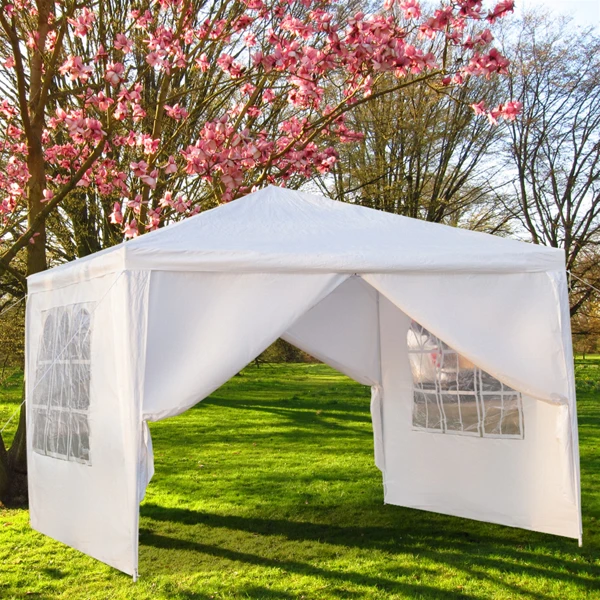 3 x 3m Four Sides Portable Home Use Waterproof Tent with Spiral Tubes White view 6