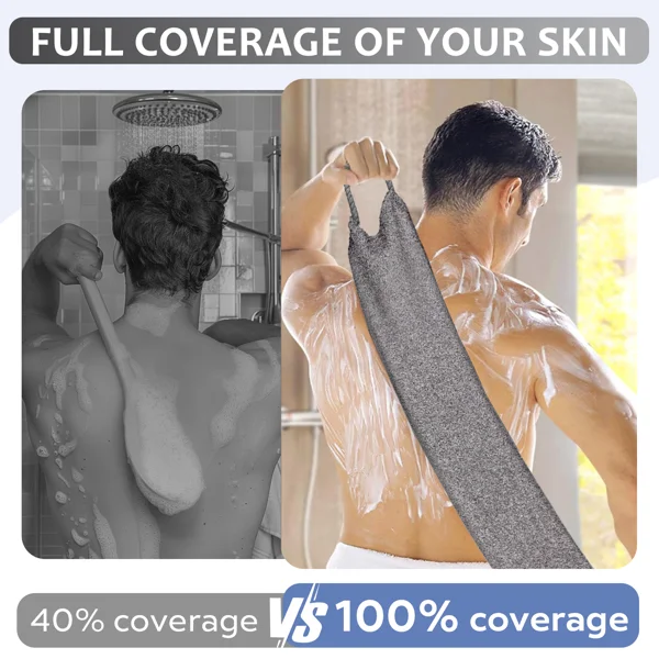 Premium Bamboo Fiber Exfoliating Body Scrubber Towel – Deep Clean & Gentle Exfoliation for Smooth Skin-Grey view 2