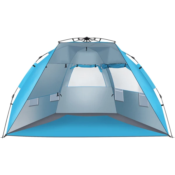 Fiberglass Pole Oxford Cloth Quick-Open Free Ride Beach Tent Blue view 4