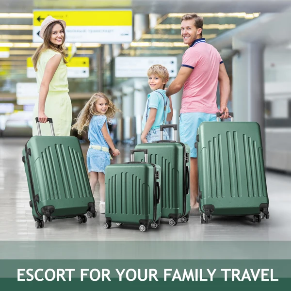 Curved Vertical Stripe 4-in-1 Trolley Case - Retro Green view 2