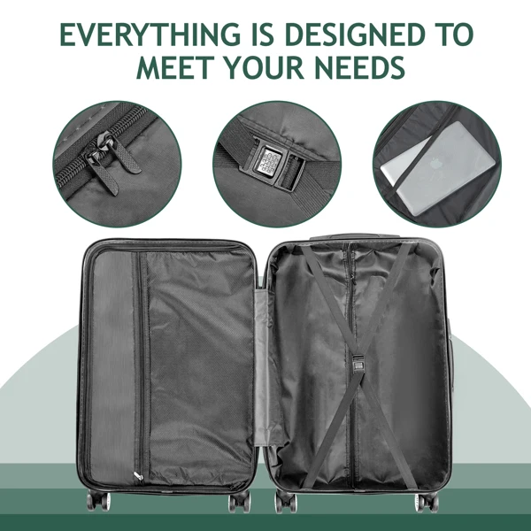 Curved Vertical Stripe 4-in-1 Trolley Case - Retro Green view 5