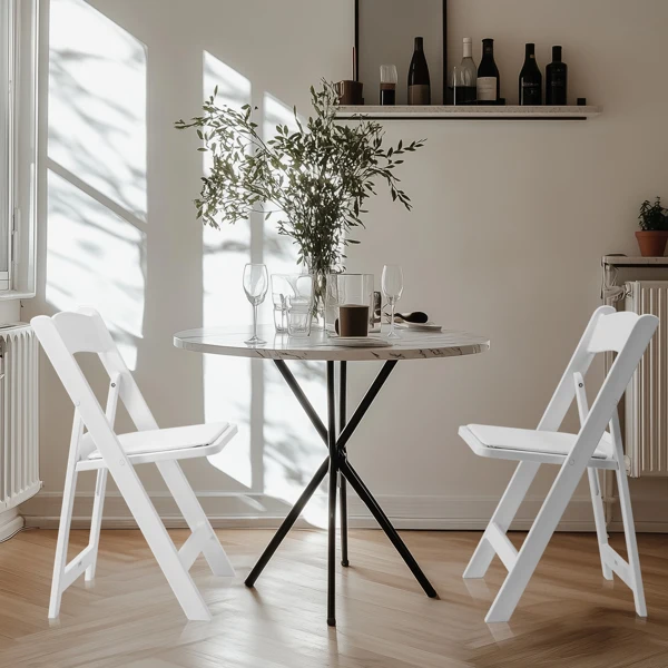 4 Pack Folding Chairs, Resin Chairs with Padded Seat, Comfortable Event Chairs Indoor Outdoor for Home Event Party Picnic School Wedding, White view 2