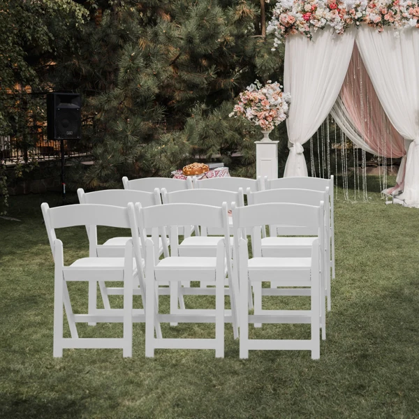 4 Pack Folding Chairs, Resin Chairs with Padded Seat, Comfortable Event Chairs Indoor Outdoor for Home Event Party Picnic School Wedding, White view 6