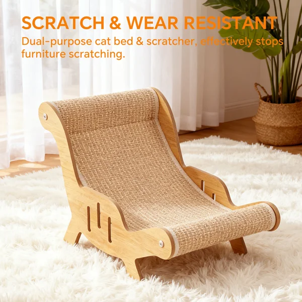 C-type all inclusive sisal cat lounge chair - integrated aesthetic, a natural decompression and relaxation place for cats view 4