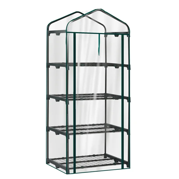 4 Tier Mini Greenhouse with PVC Cover & Roll-Up Zipper Door, Portable Waterproof Greenhouse for Garden Backyard, 27" x 19" x 62", Transparent view 5