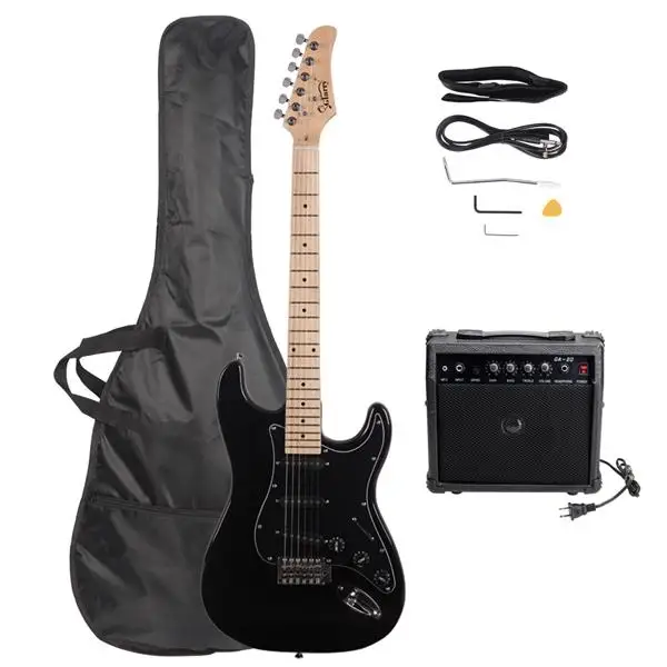 [Do Not Sell on Amazon] GST Stylish Electric Guitar Kit with Black Pickguard Black view 2