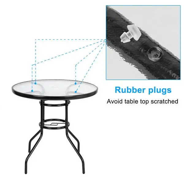 Outdoor Dining Table Round Toughened Glass Table Yard Garden Glass Table(SAME AS 93152635) view 6