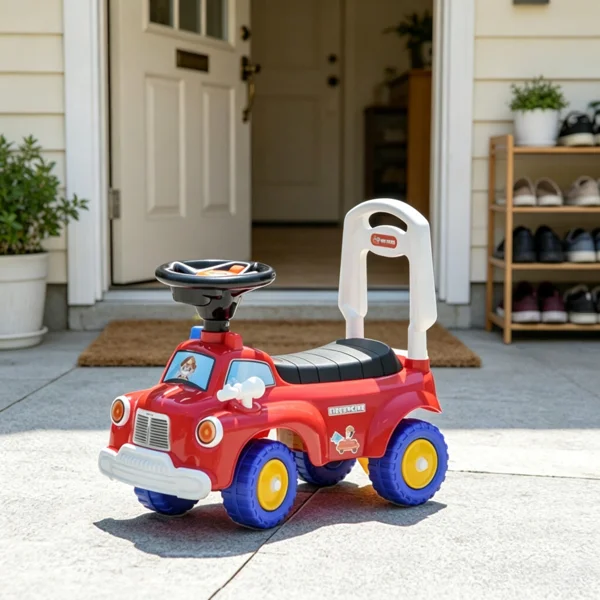 Red Toddler Fire Truck Ride-On Toy: Music, Horn & Under-Seat Storage | For Kids 18-36 Months view 4