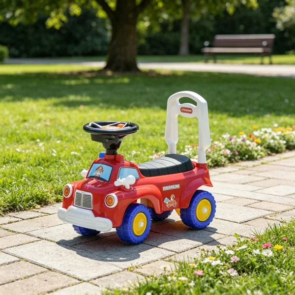 Red Toddler Fire Truck Ride-On Toy: Music, Horn & Under-Seat Storage | For Kids 18-36 Months view 5