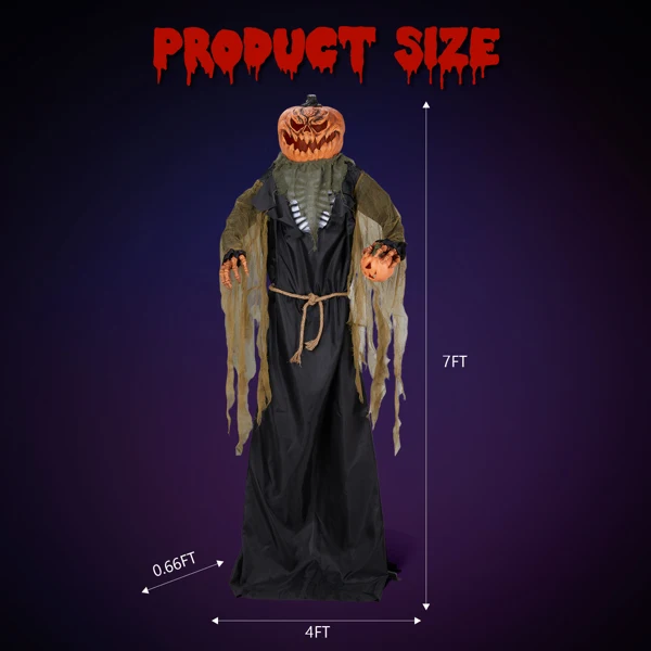 7ft Pumpkin Halloween Standing Decoration view 3