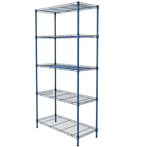 5-layer adjustable shelf Display Rack Iron household shelf with adjustable feet 29.13*13.39*59.06in Navy Blue view 3