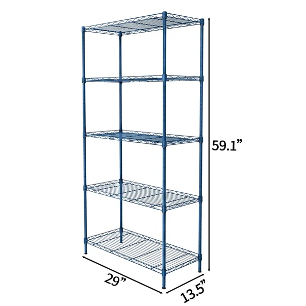 5-layer adjustable shelf Display Rack Iron household shelf with adjustable feet 29.13*13.39*59.06in Navy Blue view 5