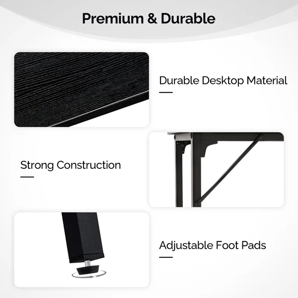 43-Inch Bar Table (Black) - 209 lbs Capacity Pub Height Table with Durable MDF Top & Metal Frame, Ideal for Kitchen/Bar Counte view 3