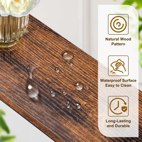 39.4" Narrow Console Sofa Table with Power Outlets and USB Ports, Skinny Couch Table with Metal Frame and Charge Station with 4.9ft Extension Cord, Rustic Brown view 6