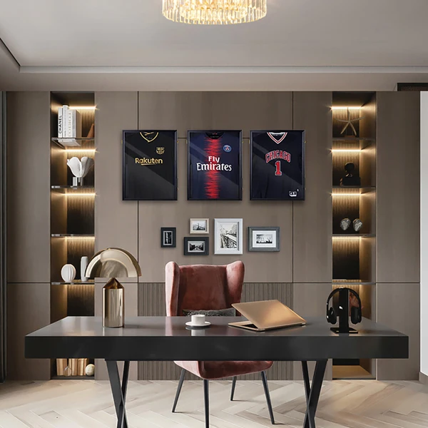 Shirt Display Frame With UV Resistant Acrylic and Hanger, Wall Mounted Baseball Basketball Football Hockey Shirt Display Frame Black view 6