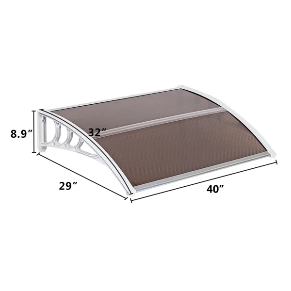 HT-100 x 80 Household Application Door & Window Rain Cover Eaves Brown Board & White Holder view 5