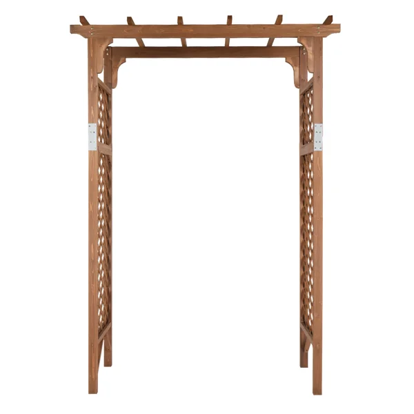[Same Code:70748191]152*60*215cm Beautiful And Practical Flat-Topped Wooden Arch Garden Arch Dark Brown view 2