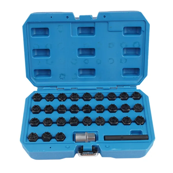 32Pcs Wheel Lock Lug Nut Master Key Set Removal Socket Tool Kit Fit for Mercedes-Benz