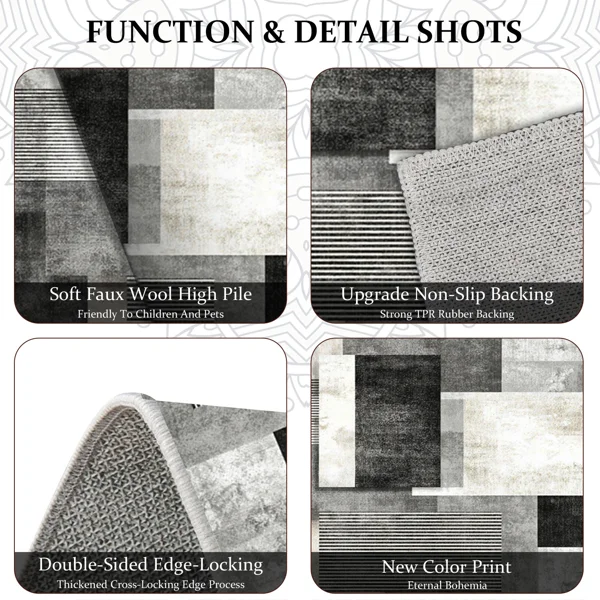 Three-piece kitchen rug set, non-slip and washable, abstract pattern kitchen hallway rug, soft and comfortable, suitable for sinks, floors, entrances, hallways and bathrooms. view 5