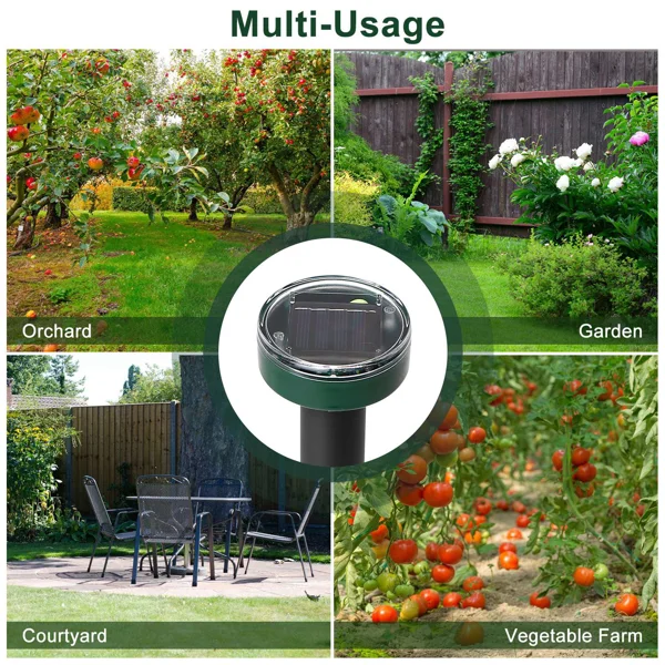 Solar Mole Repeller, Ultrasonic Vibration Rodent Deterrent with Buzzer Sound Wave, Waterproof Outdoor Pest Repellent for Moles Gophers Voles, 323 Sq.ft Coverage for Yard Garden Farm view 6