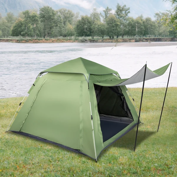 240*240*150cm Spring Quick Open Four-Person Family Tent Camping Tent Green view 6
