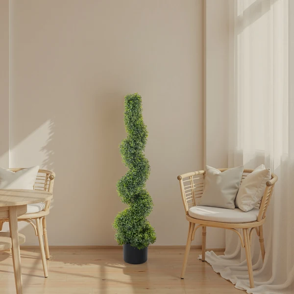 2pcs Green 115cm Spiral Boxwood PVC Artificial Tree