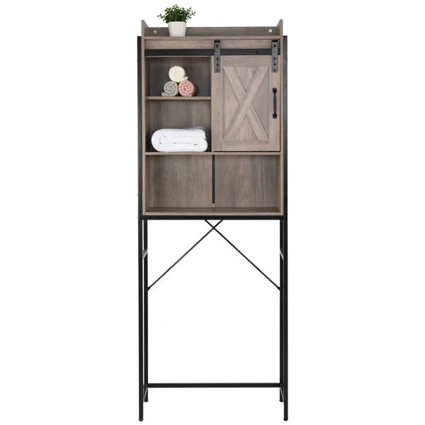 Retro Style MDF With Triamine Iron Frame Sliding Door Three-Layer Rack Bathroom Cabinet view 3